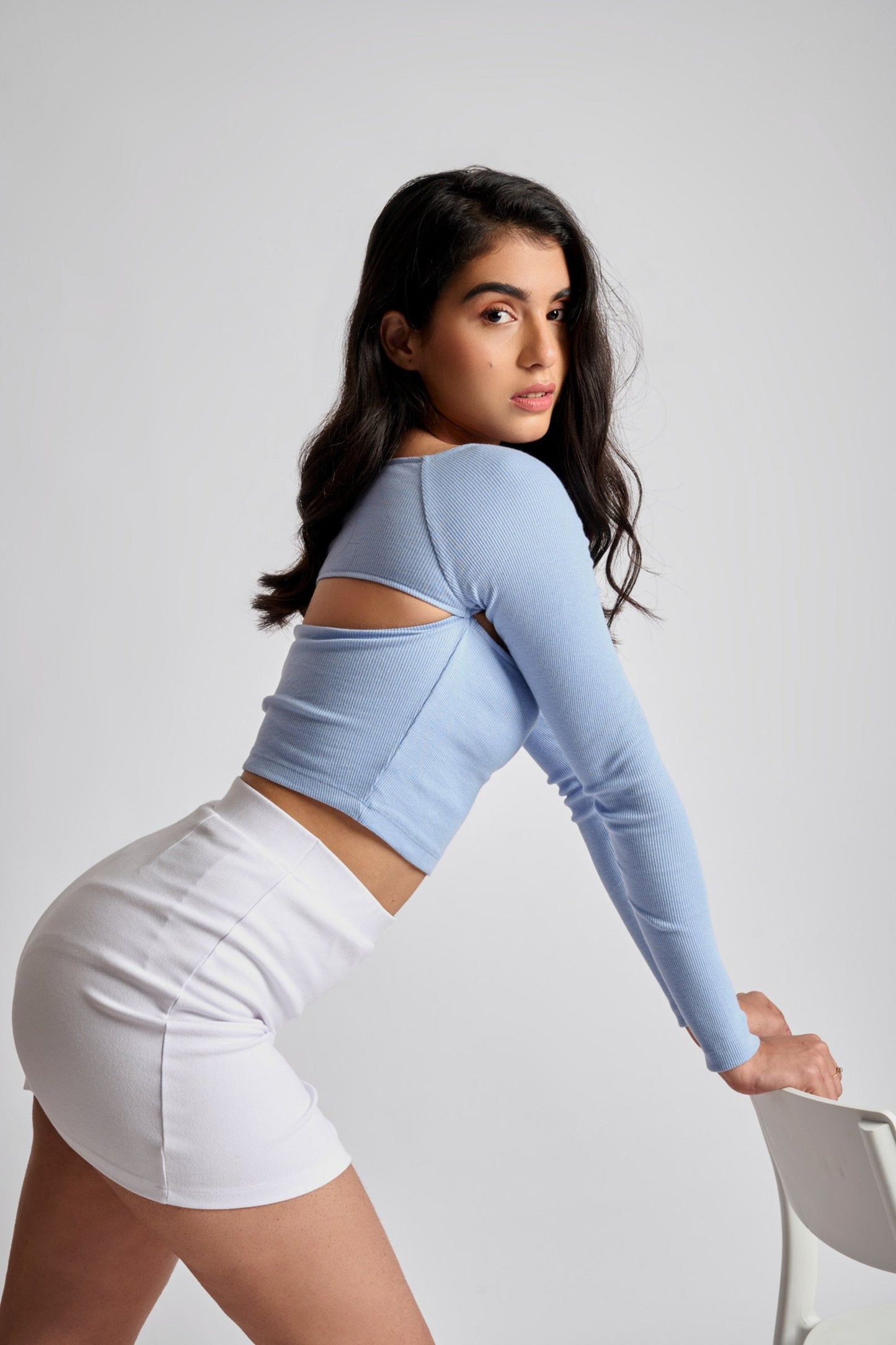 Powder Blue Square Neck Crop Top