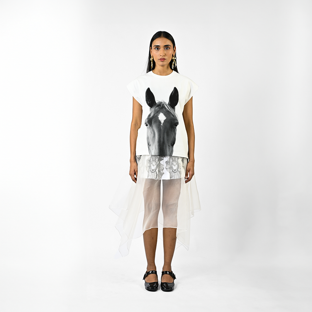 Horse printed sleeveless top