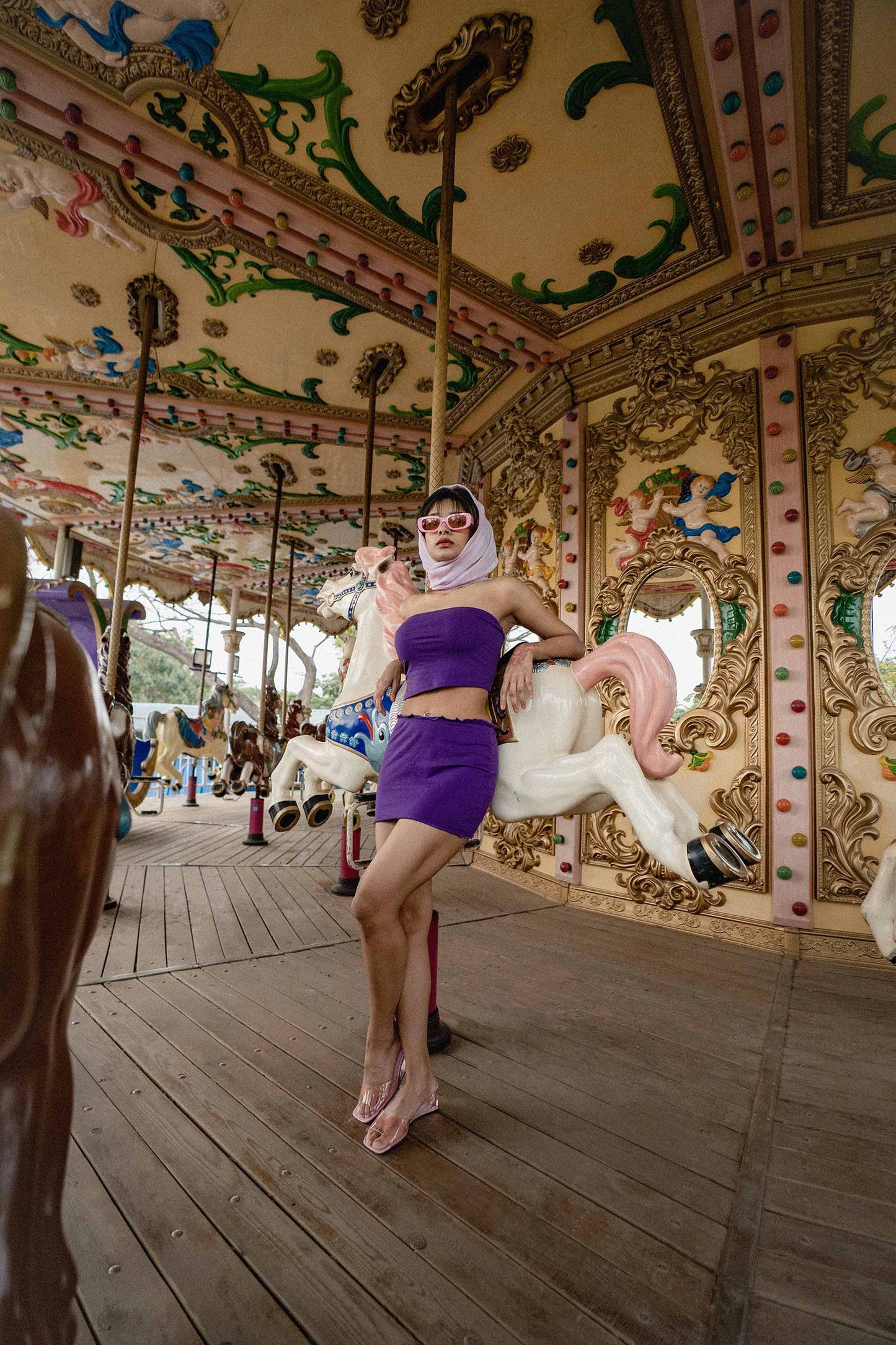 Purple Strapless Co-ord Set