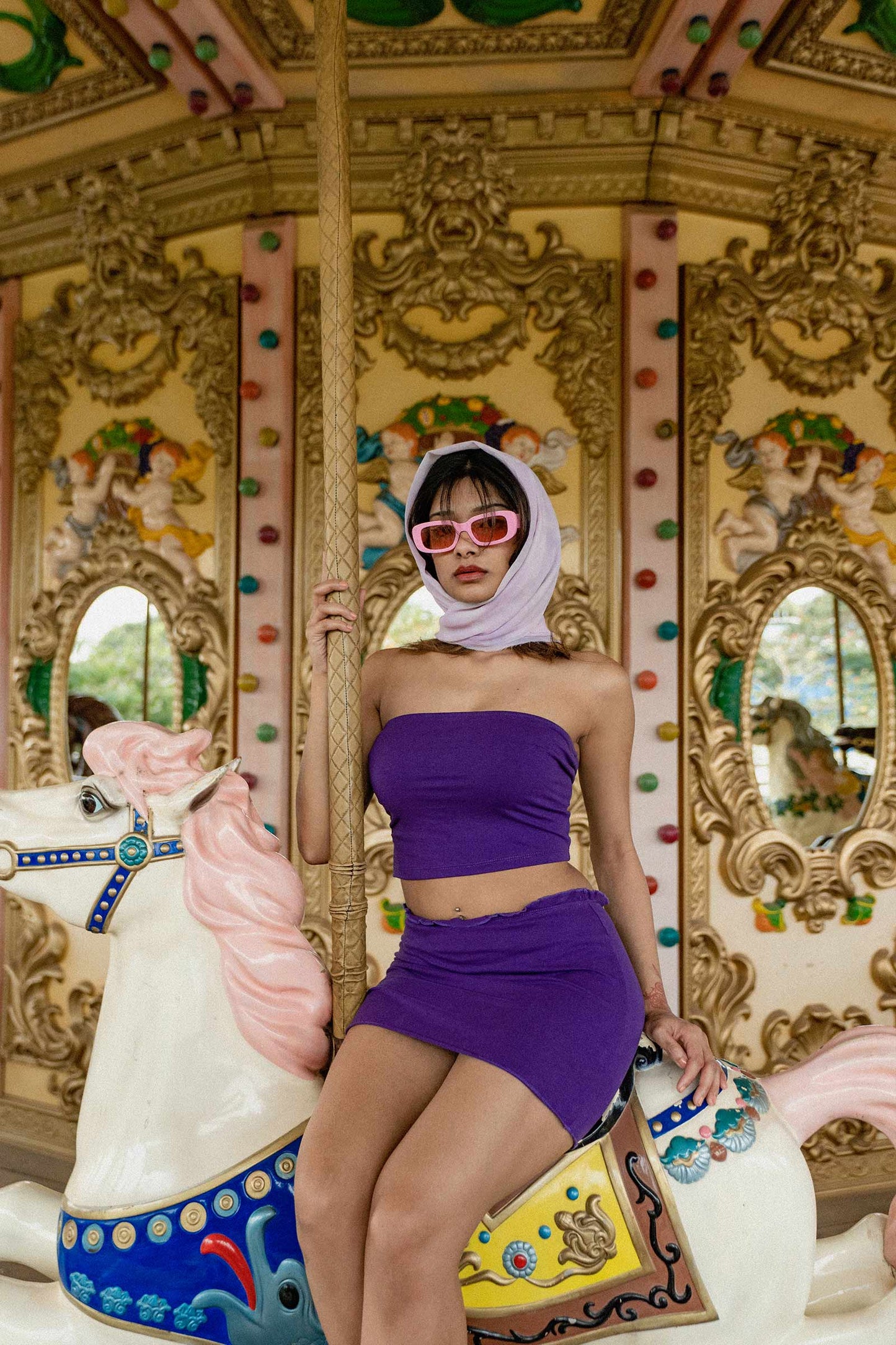 Purple Strapless Co-ord Set