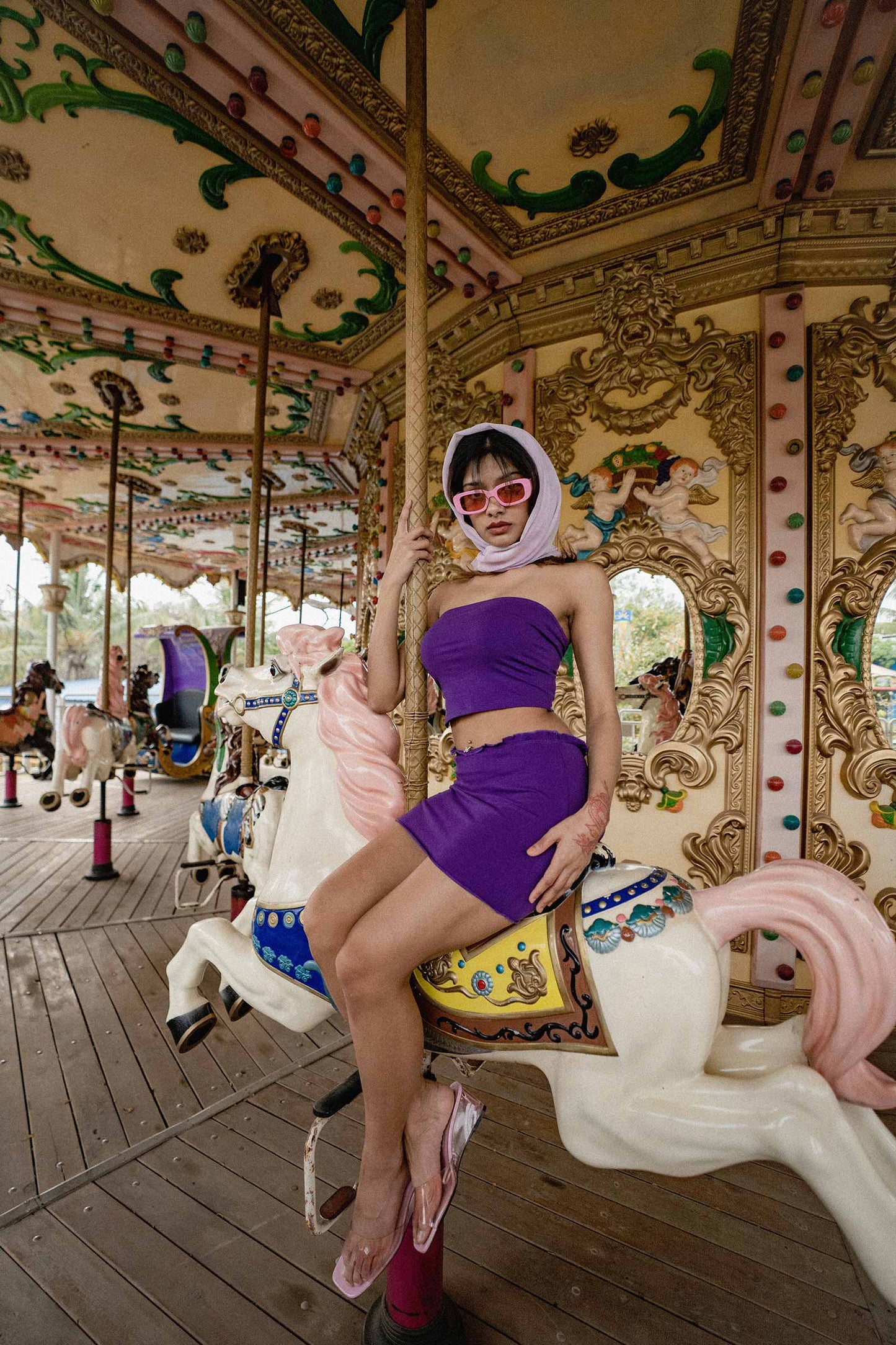 Purple Strapless Co-ord Set