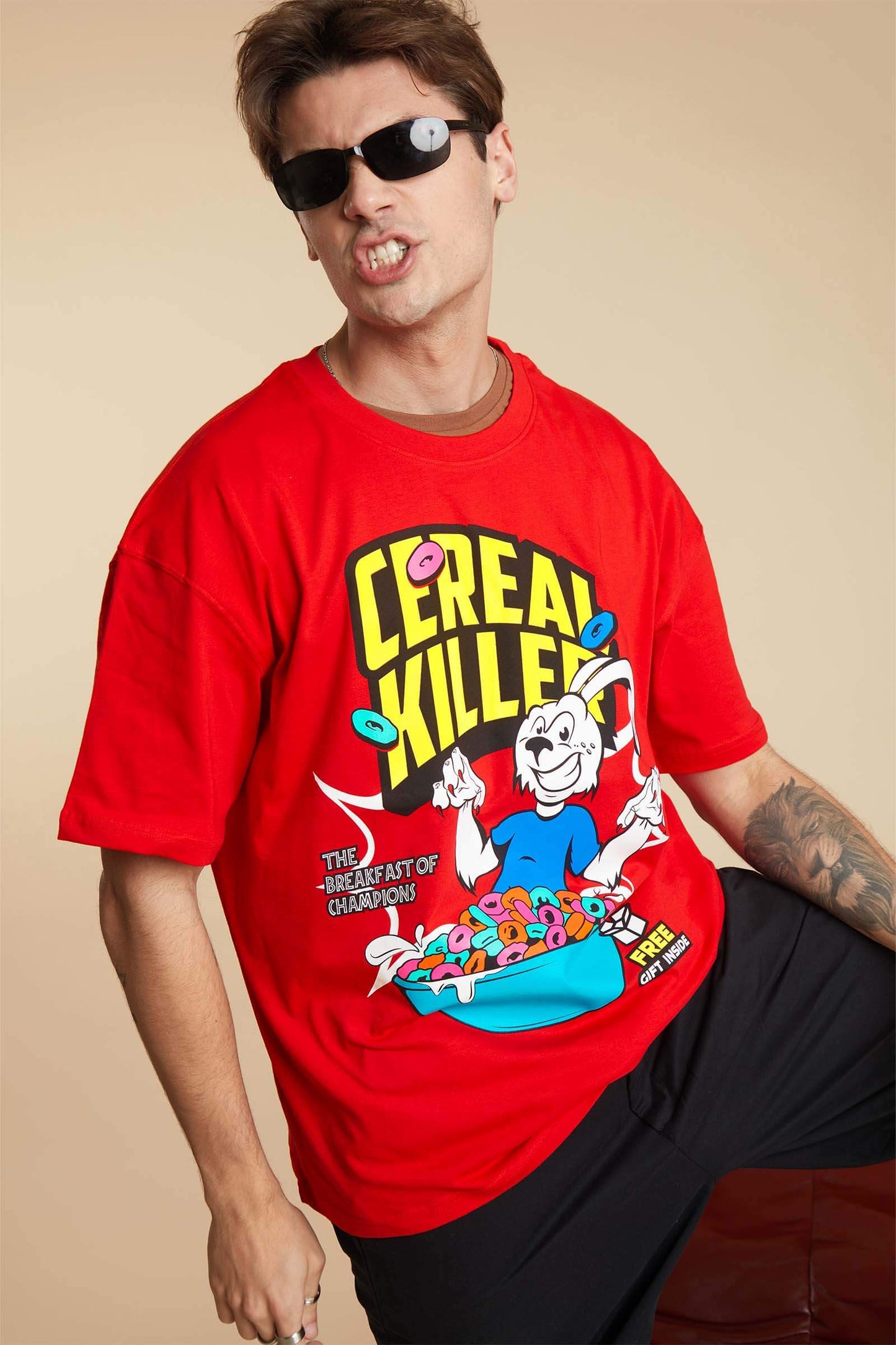 Red Cereal Killer Oversized T-shirt