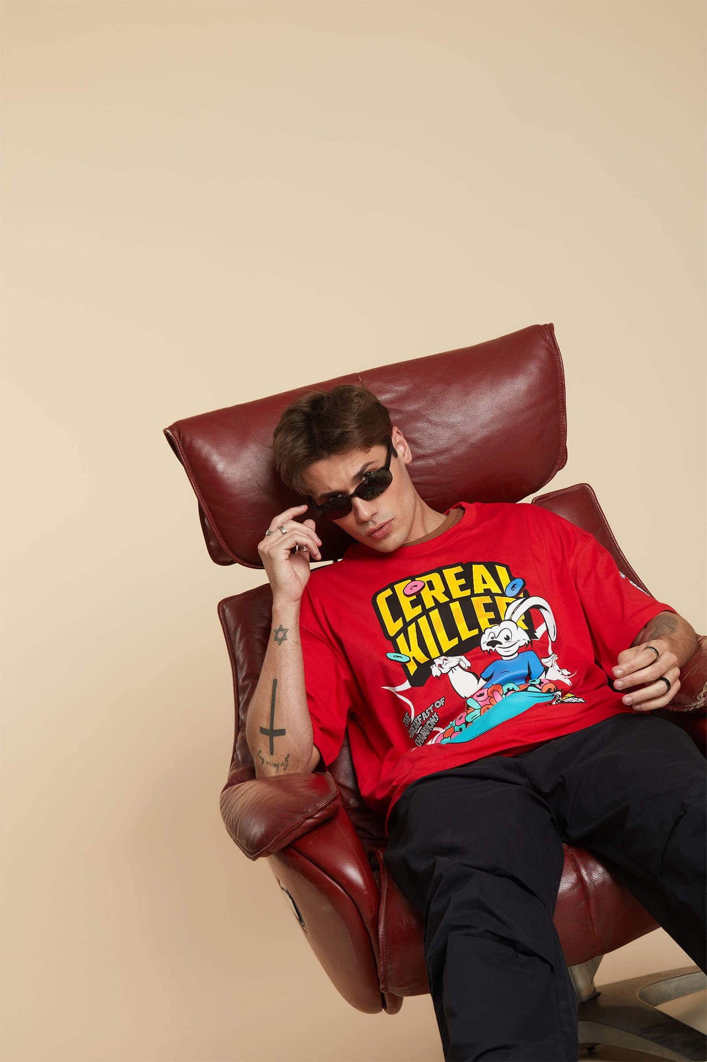 Red Cereal Killer Oversized T-shirt