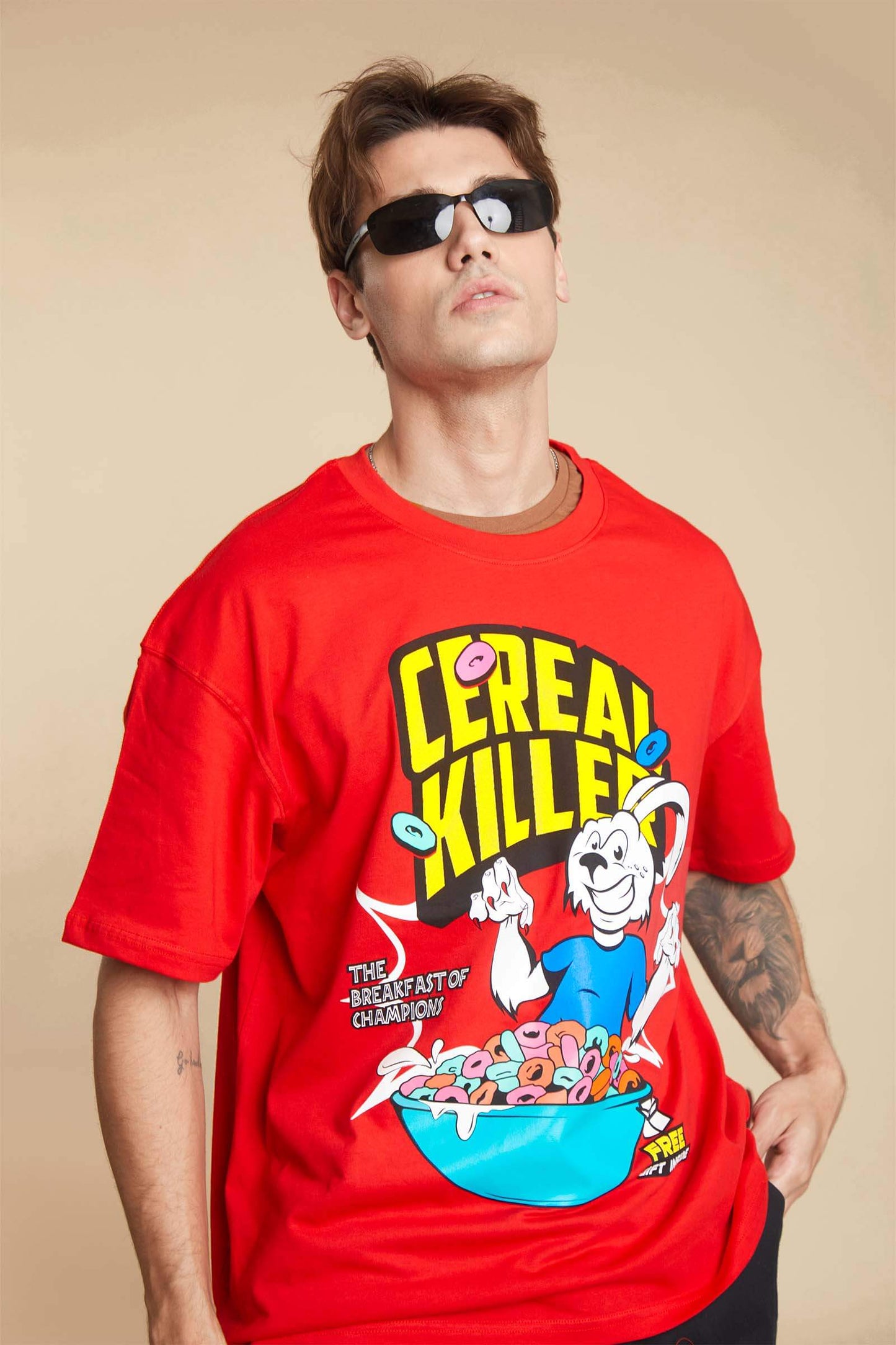 Red Cereal Killer Oversized T-shirt