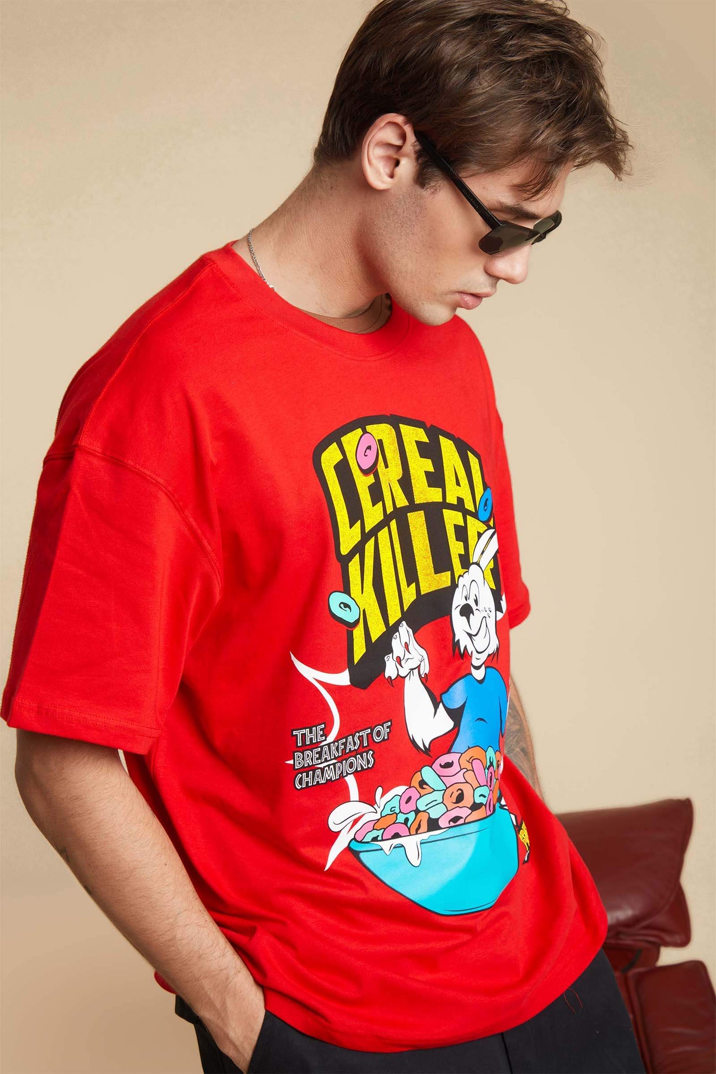 Red Cereal Killer Oversized T-shirt