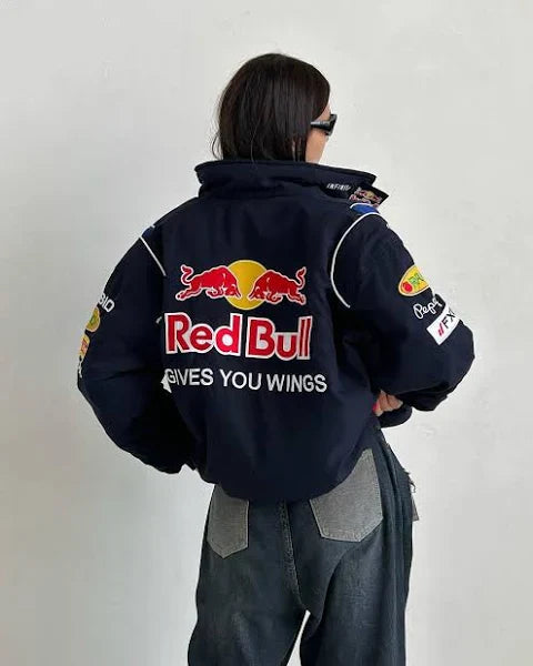 Red Bull Vintage Embroidered Jacket – Classic Motorsport Icon - Prime Fitz