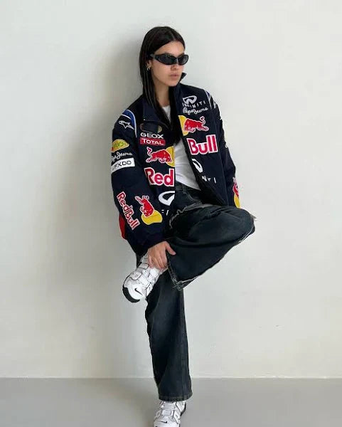 Red Bull Vintage Embroidered Jacket – Classic Motorsport Icon - Prime Fitz