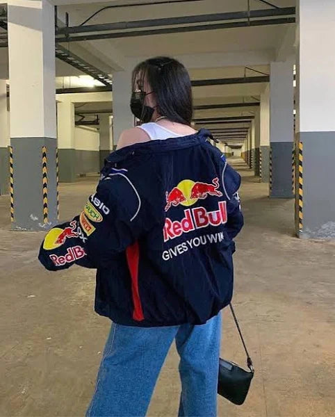 Red Bull Vintage Embroidered Jacket – Classic Motorsport Icon - Prime Fitz
