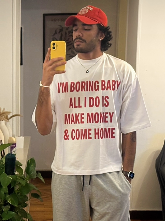 "I'm Boring Bby" Oversized Boxy Tee - Prime Fitz
