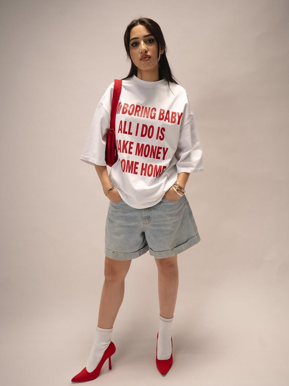 "I'm Boring Bby" Oversized Boxy Tee - Prime Fitz