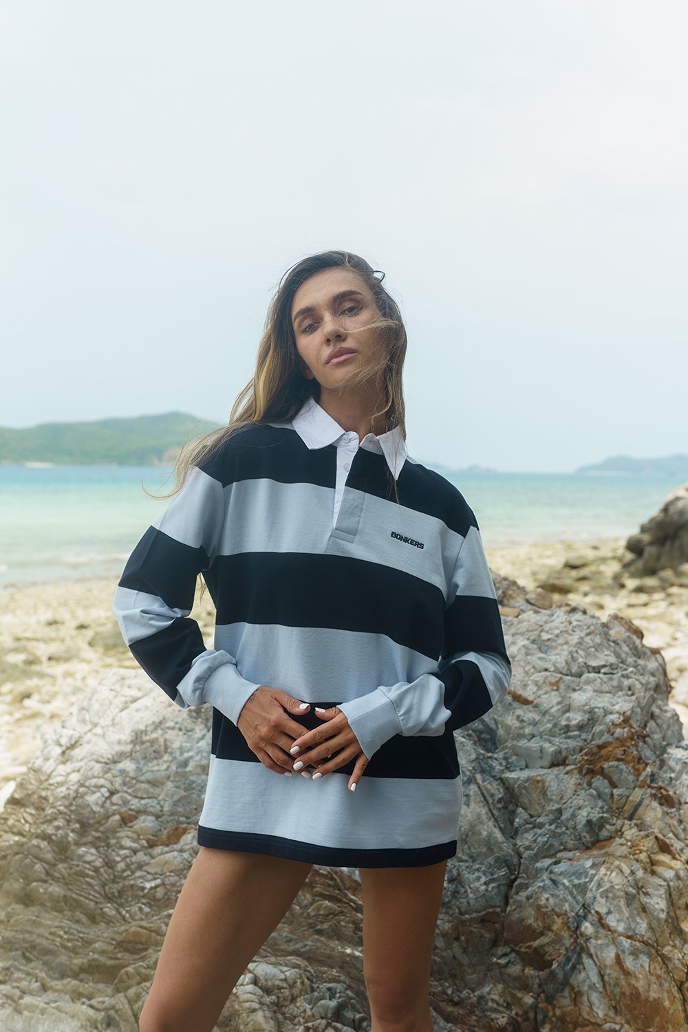 Shades Of Blue Stripe Heavyweight Polo