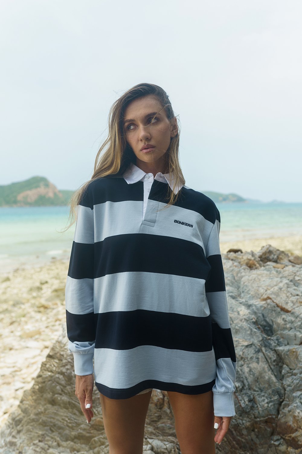 Shades Of Blue Stripe Heavyweight Polo