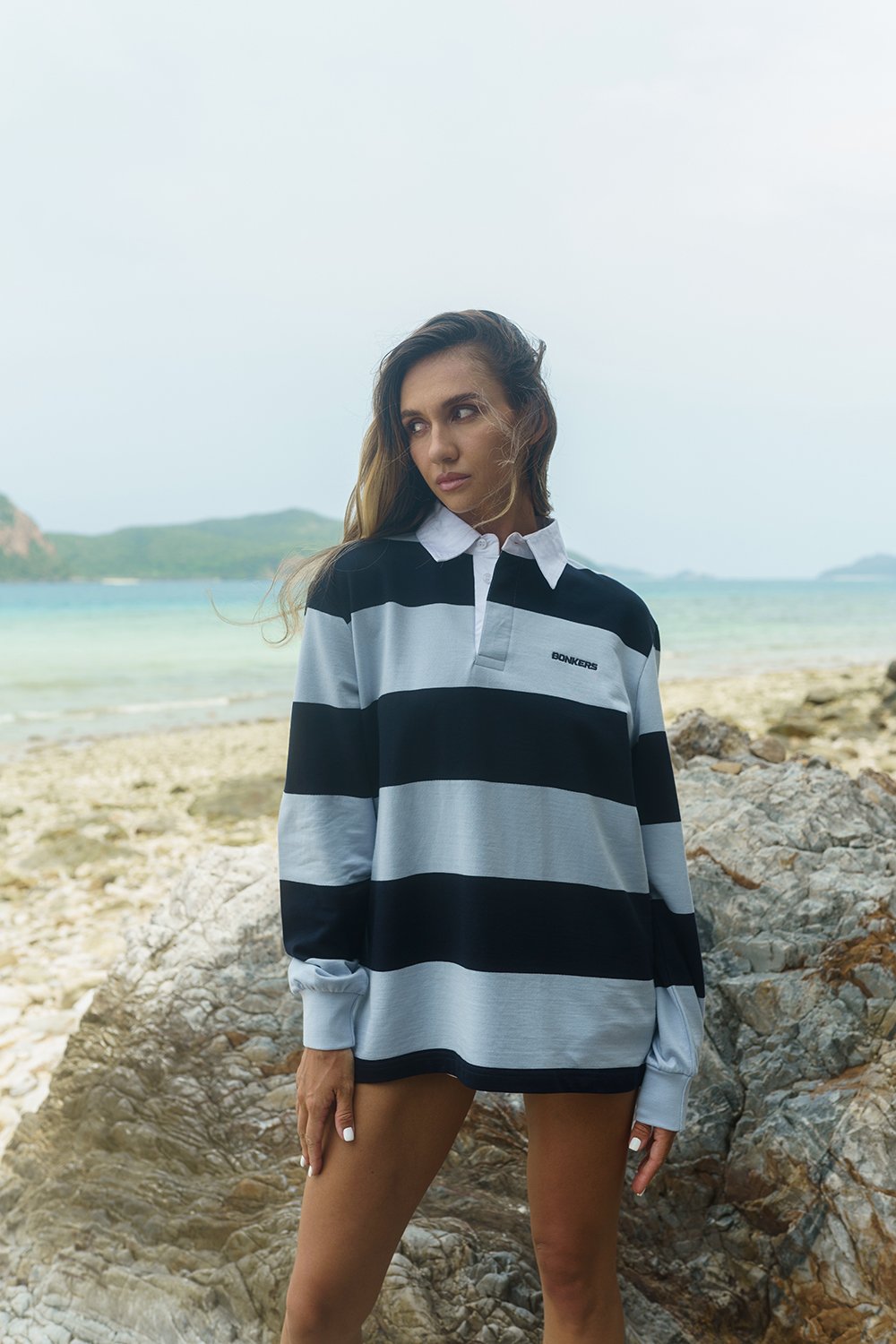 Shades Of Blue Stripe Heavyweight Polo