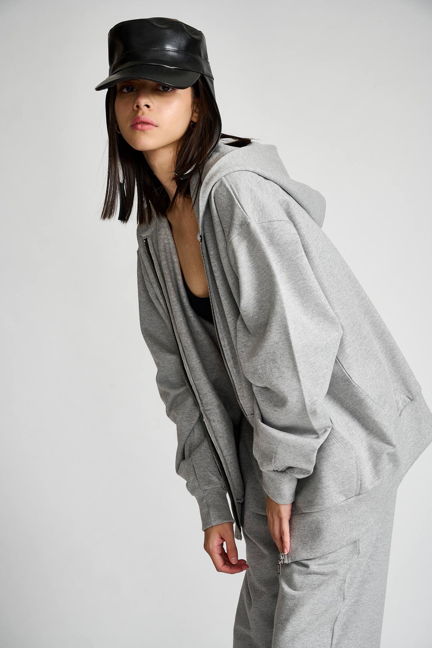 Smokey Grey Melange Zipper