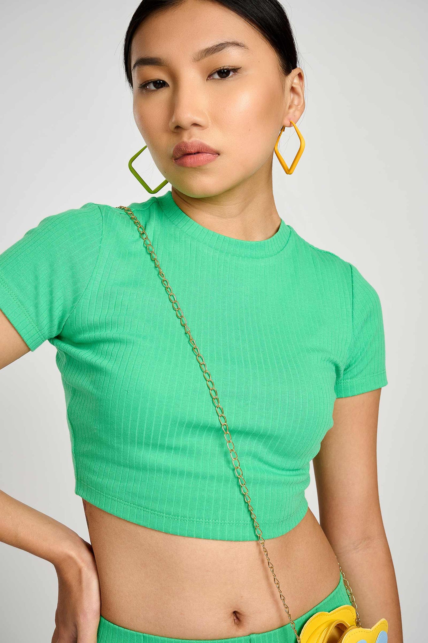 Spring-Green Ribbed Biker Set