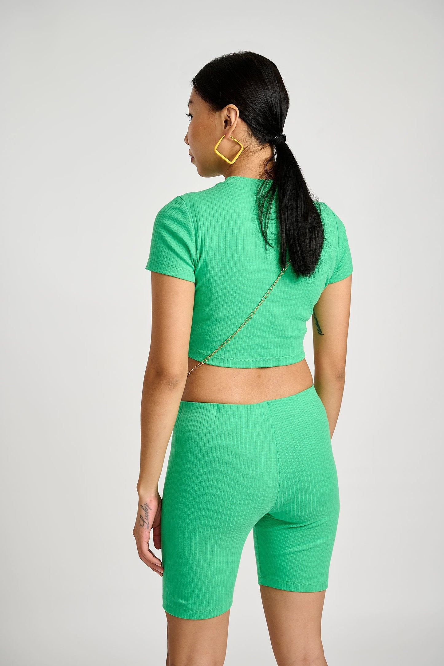 Spring-Green Ribbed Biker Set
