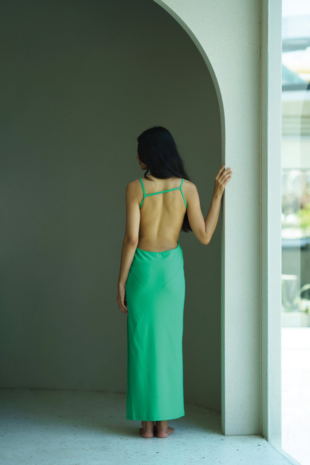 Spring Green Ribbed Dress