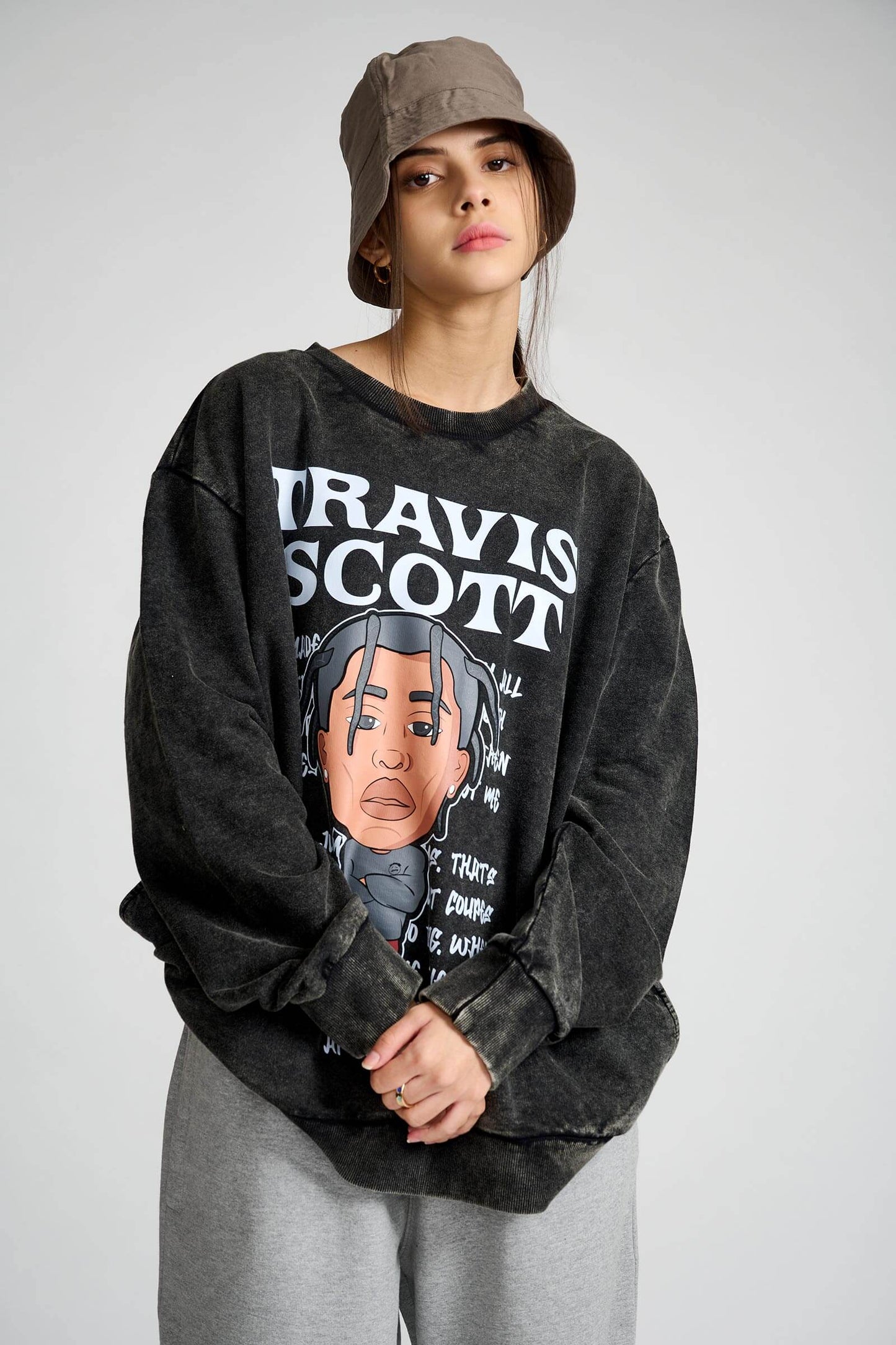 Travis Scott Faded Effect Heavyweight Sweatshirt