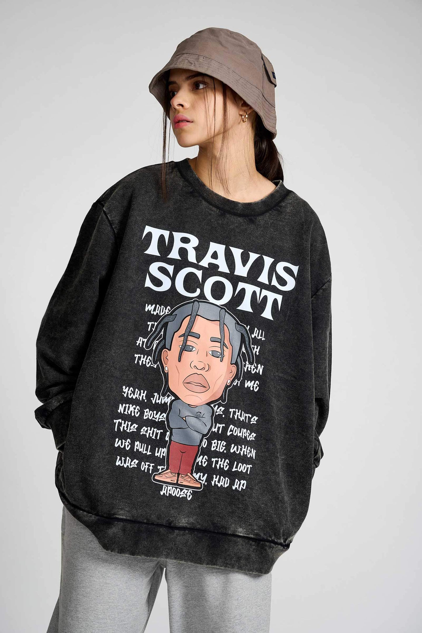 Travis Scott Faded Effect Heavyweight Sweatshirt