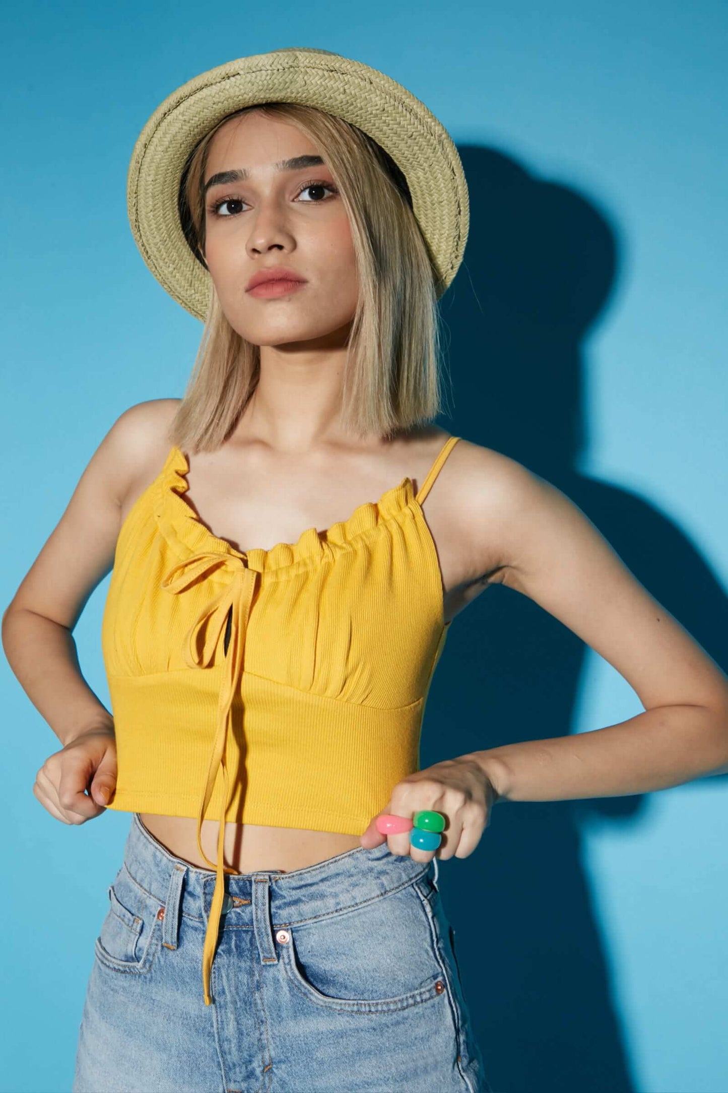 Yellow Frill Crop Top