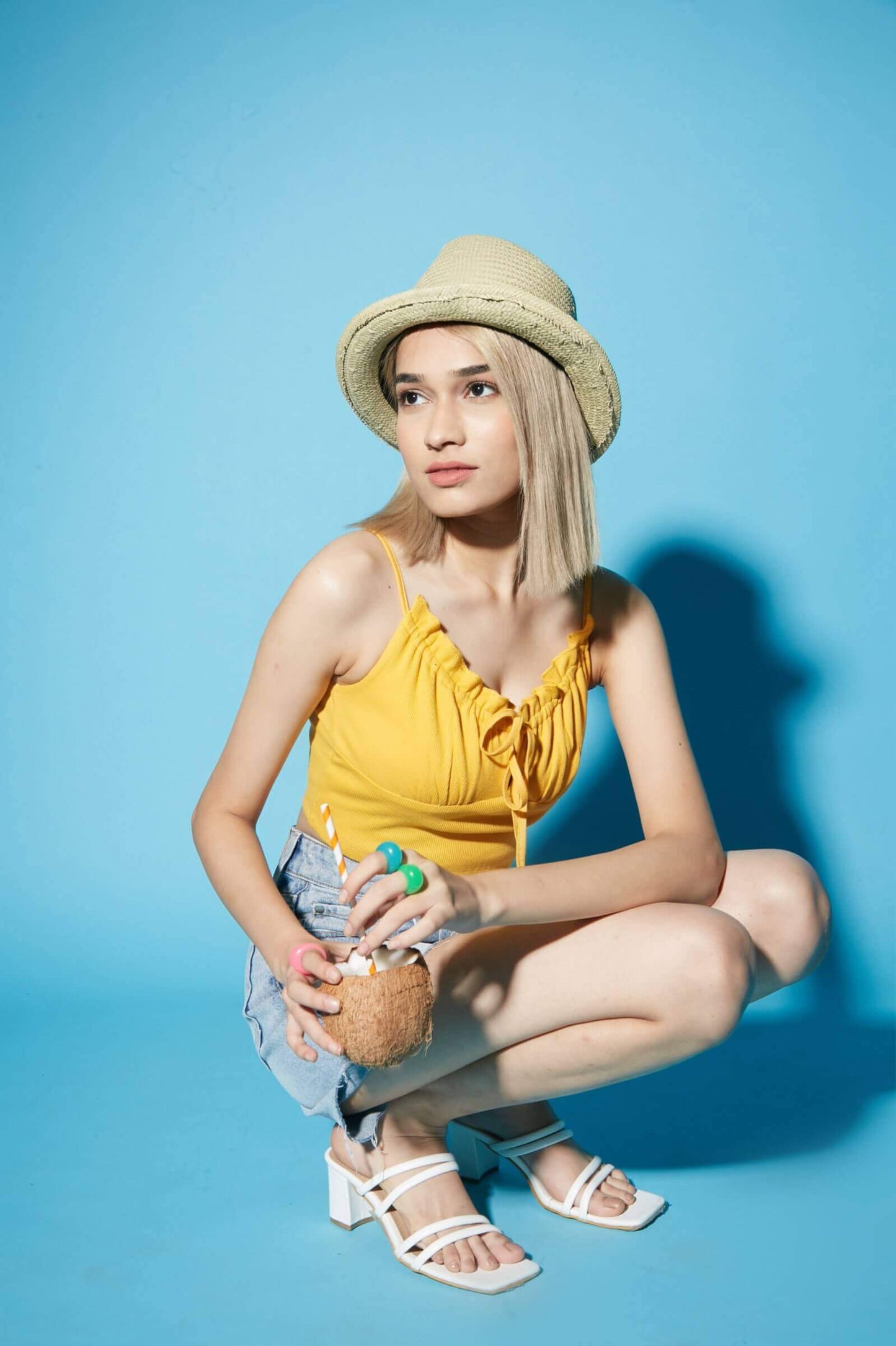 Yellow Frill Crop Top