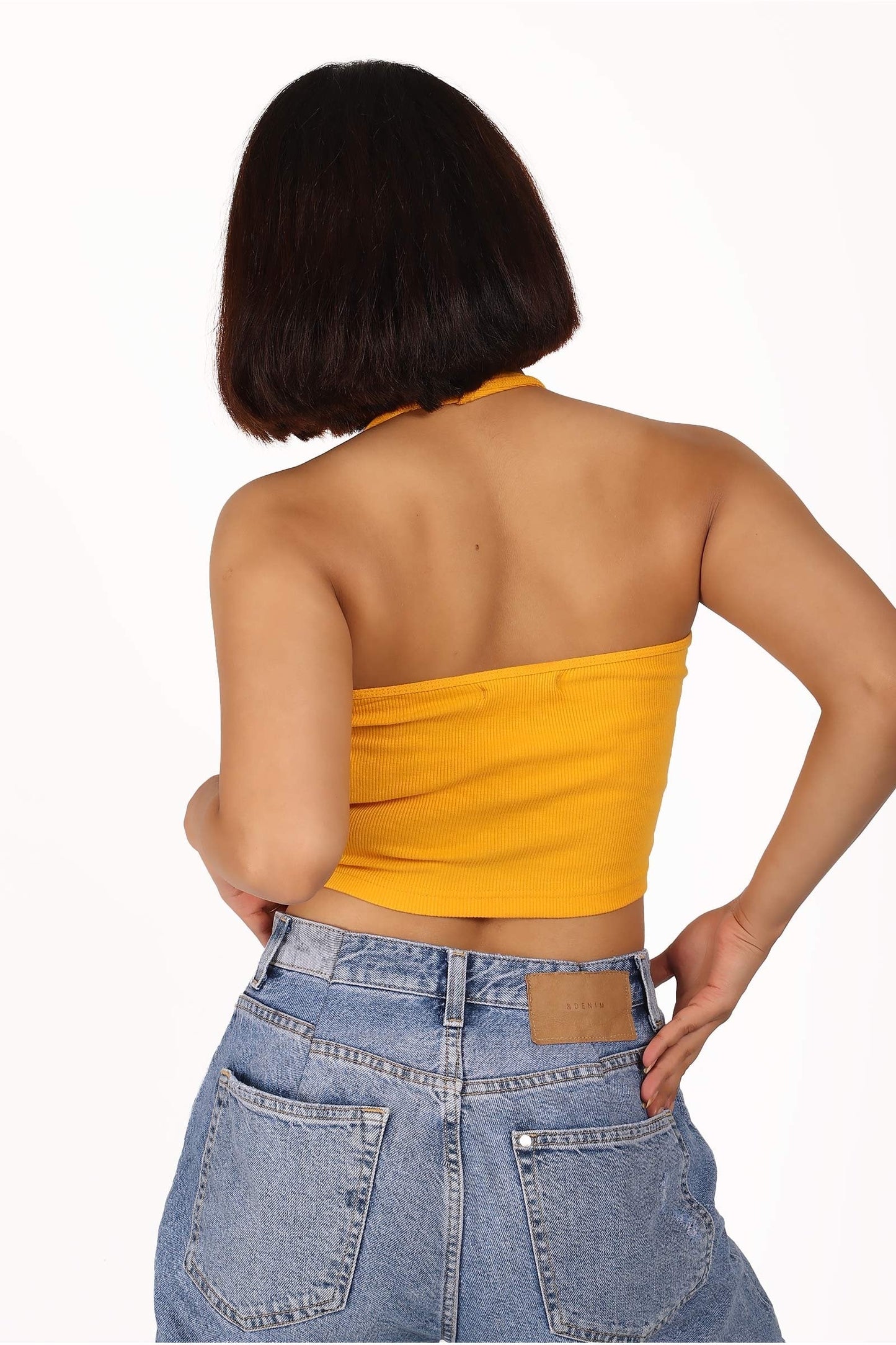 Yellow Ribbed Halterneck