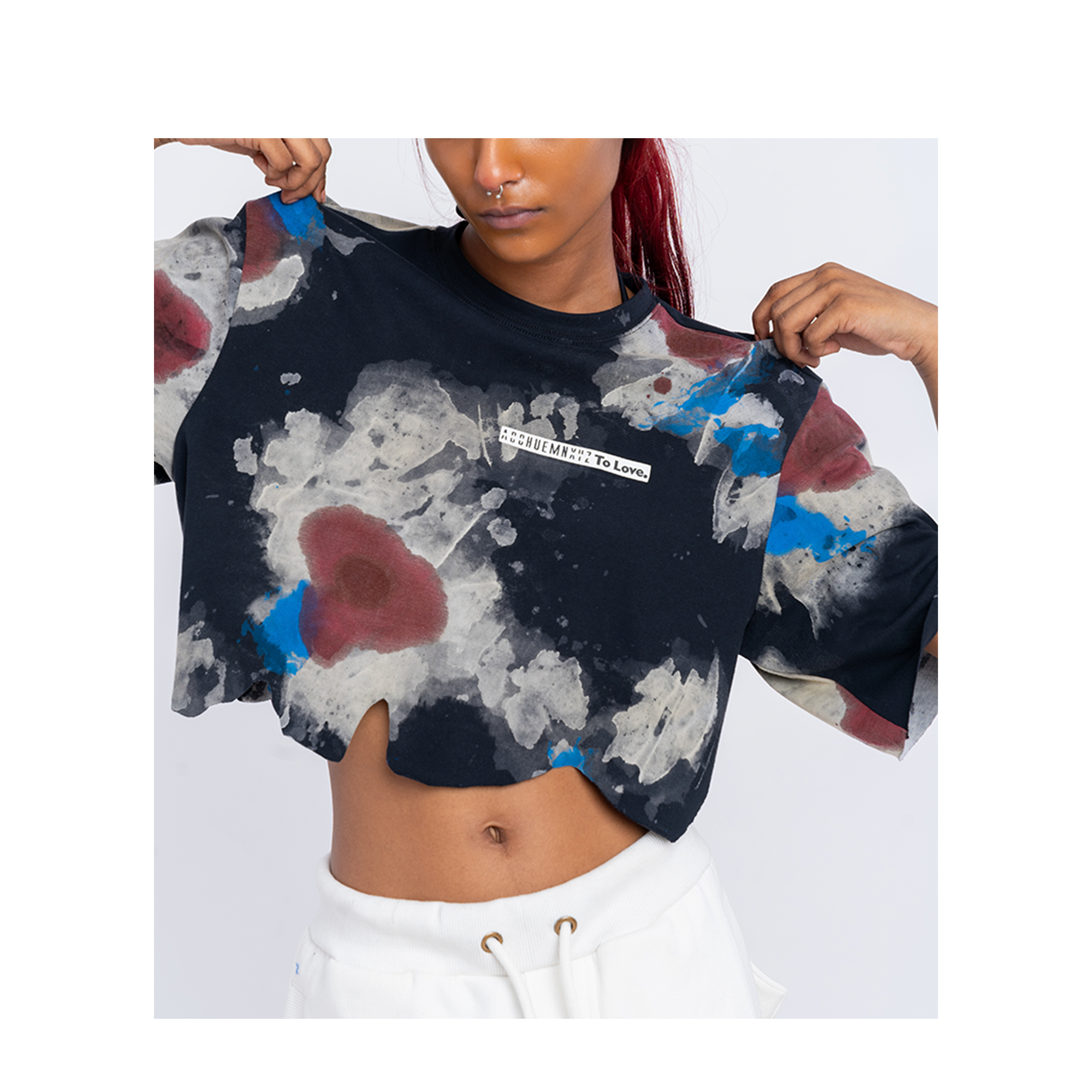 Huemn Blood Washed To Love Crop Top (Black)