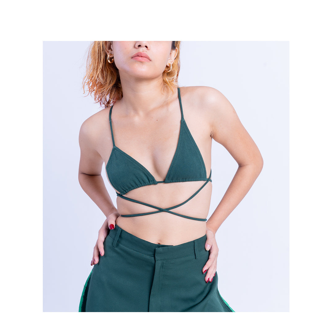 Asymmetric Bralette Top (Green)