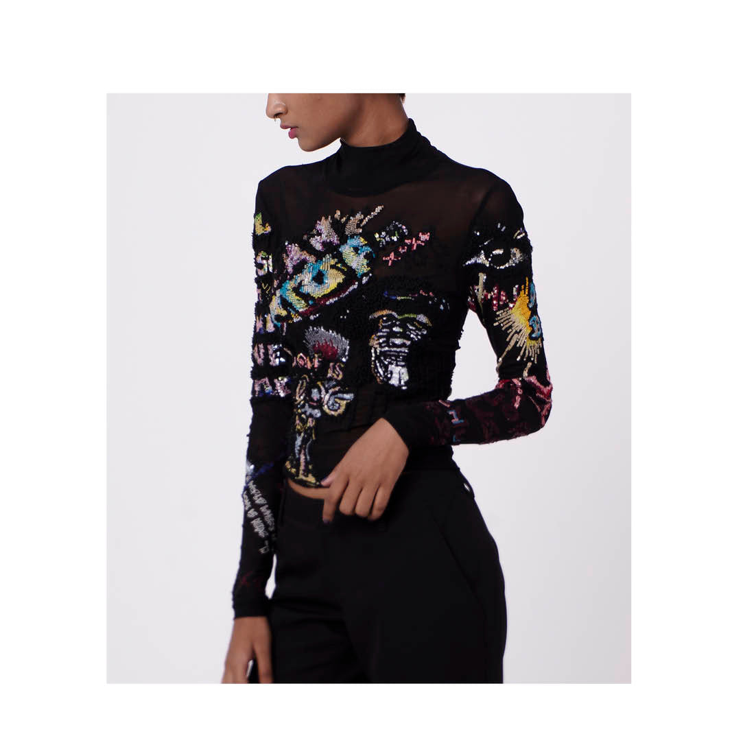 Handcrafted Second Skin Graffiti Top