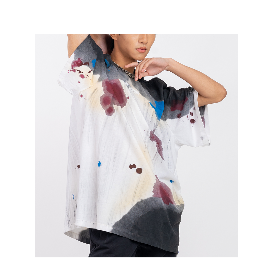 Huemn Blood Washed Engulfed T-Shirt (White)