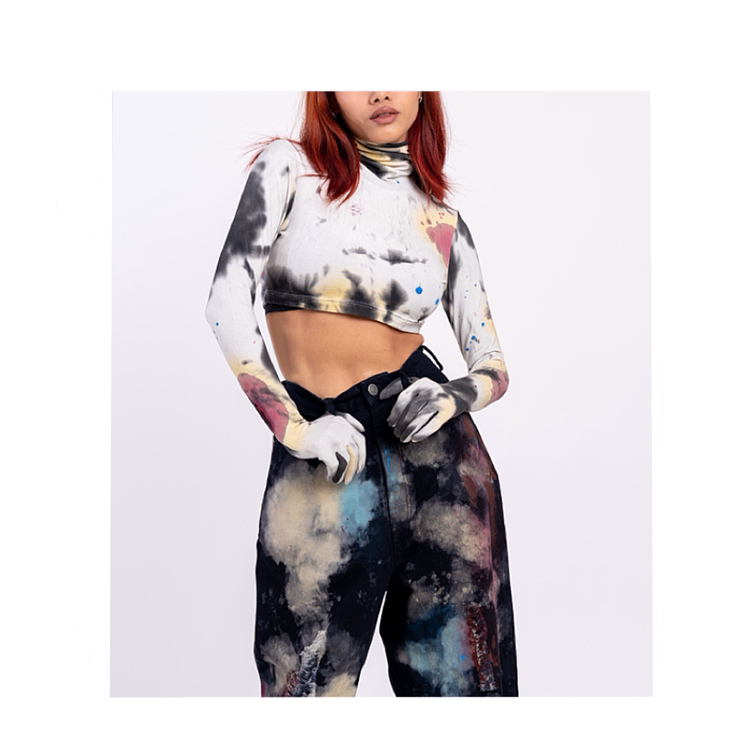 Blood Washed Second Skin Crop Top 2.0 (White)