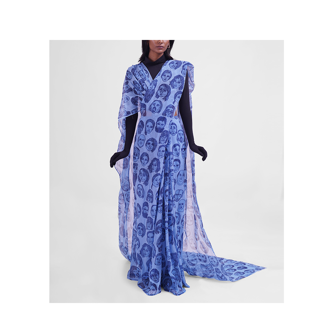 Diversity Hybrid Sari-Pants (Blue)