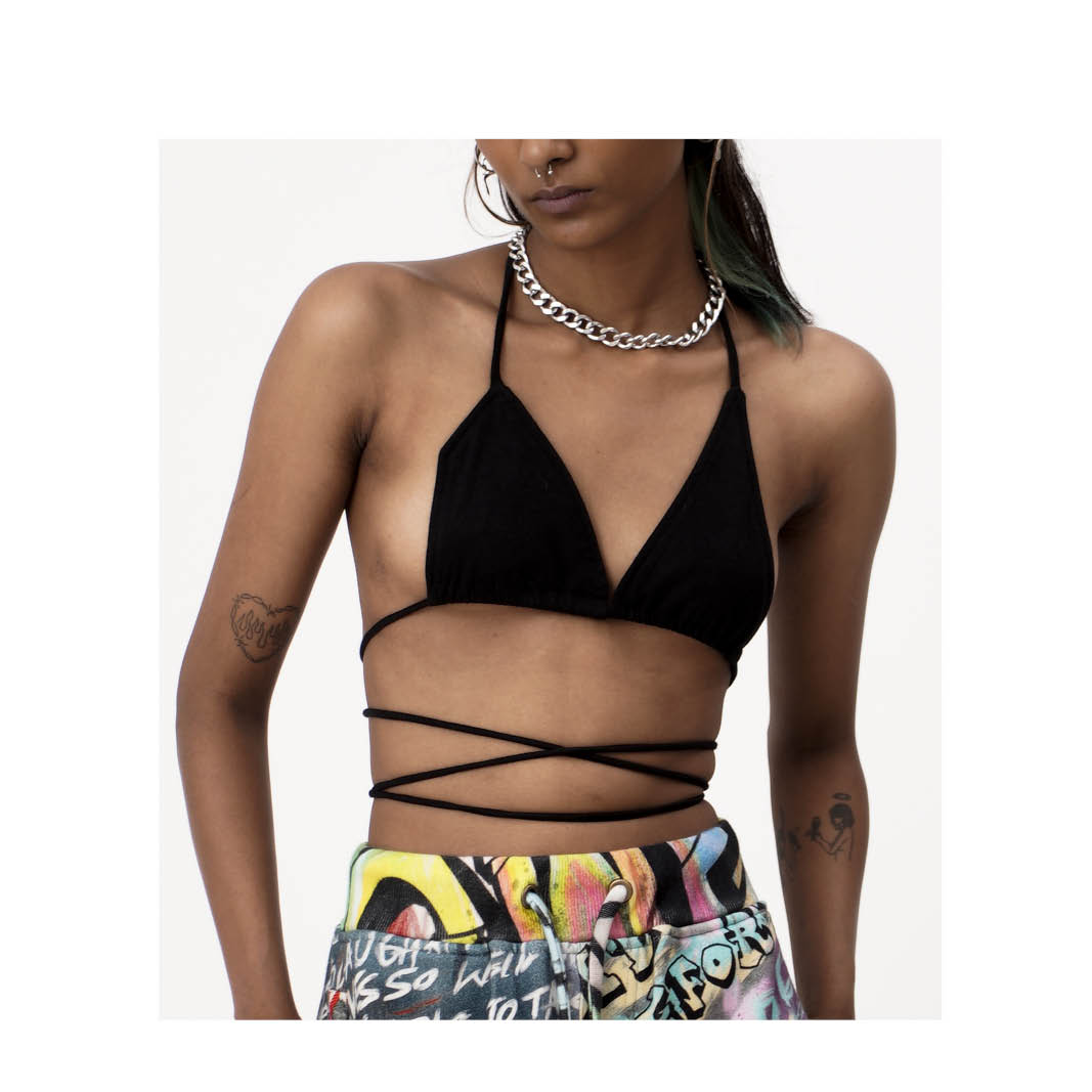 Asymmetric Bralette Top (Black)