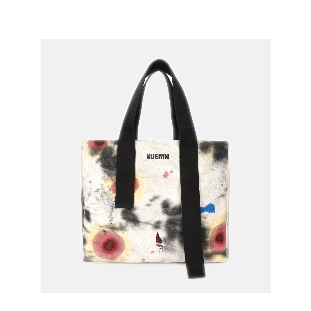 Handcrafted Huemn Blood Washed Tote (White)