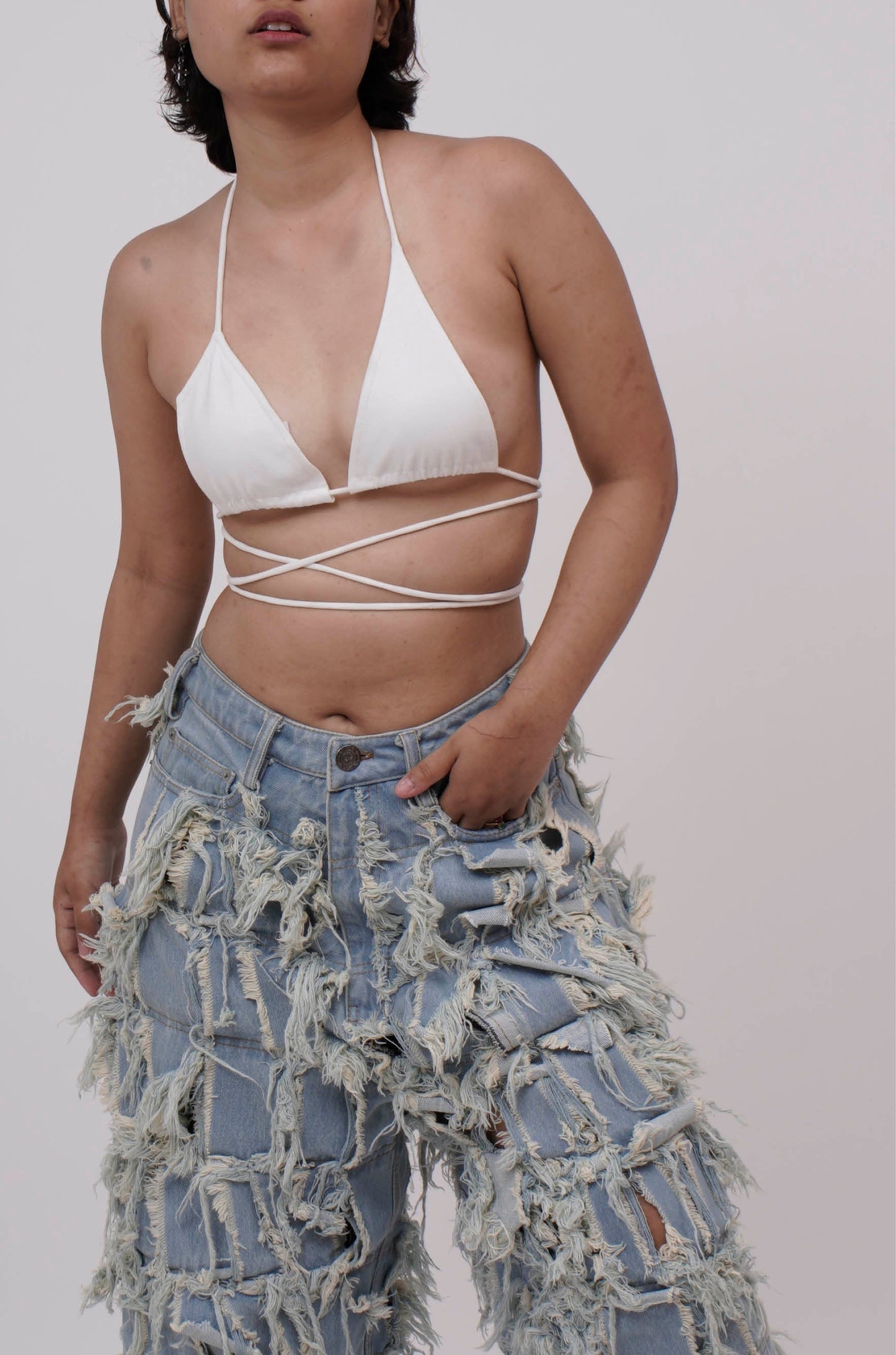 Asymmetric Bralette Top (White)