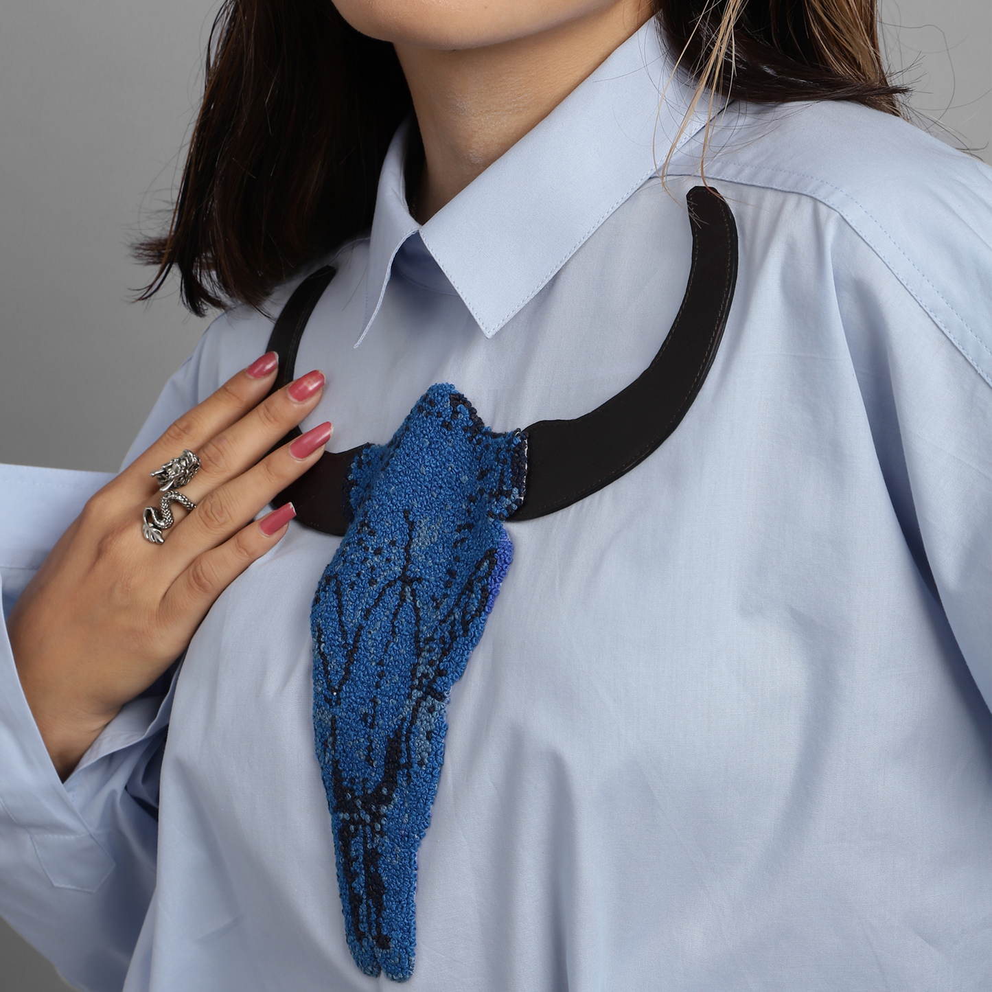 Handcrafted 'Skull' Shirt (Powder Blue)