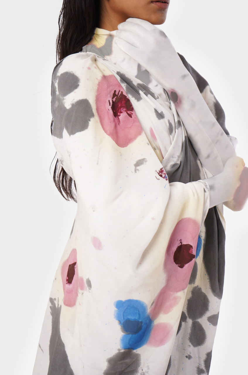 Huemn Blood Washed Hybrid Sari-Pants (White)