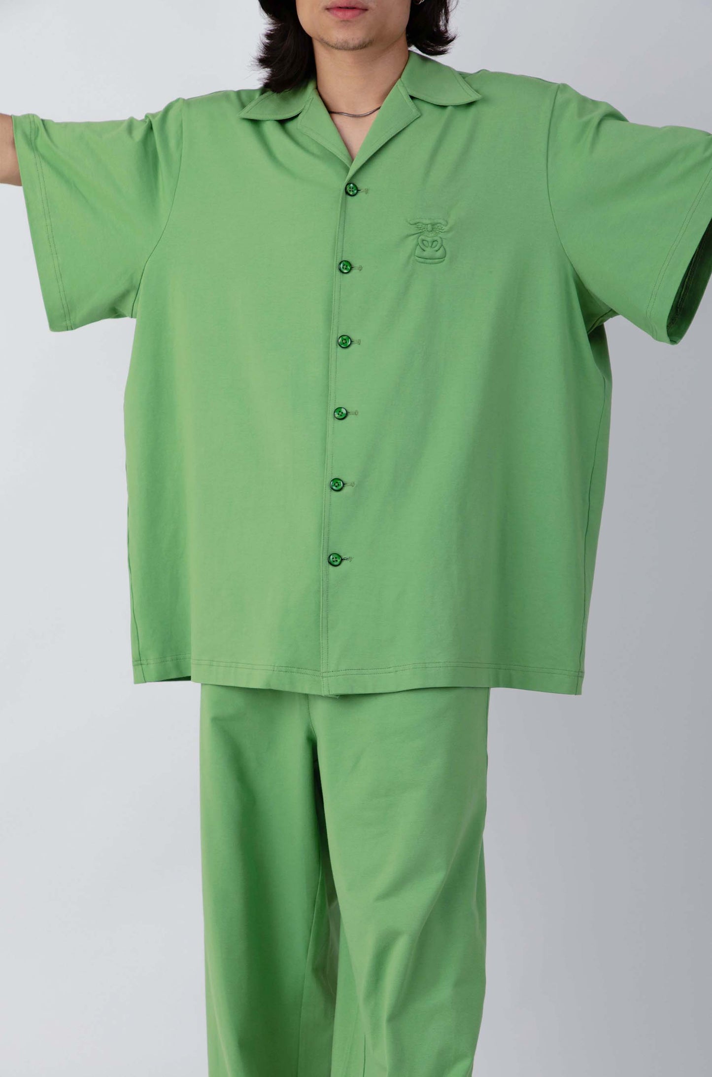 Huemn Gorilla Insignia Oversized Bowling Co-Ord Set (Green)