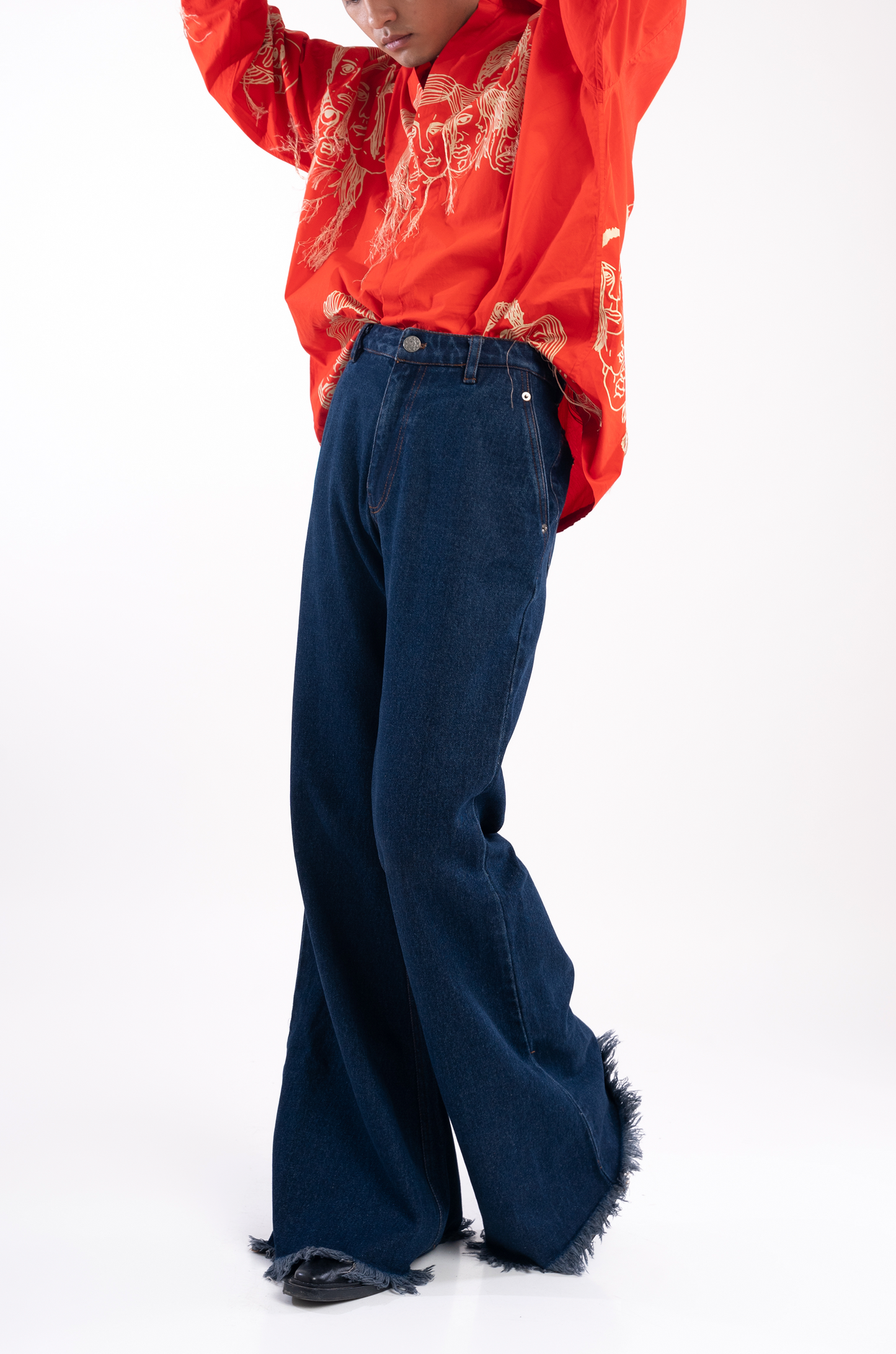 Classic Distressed Flared Jeans