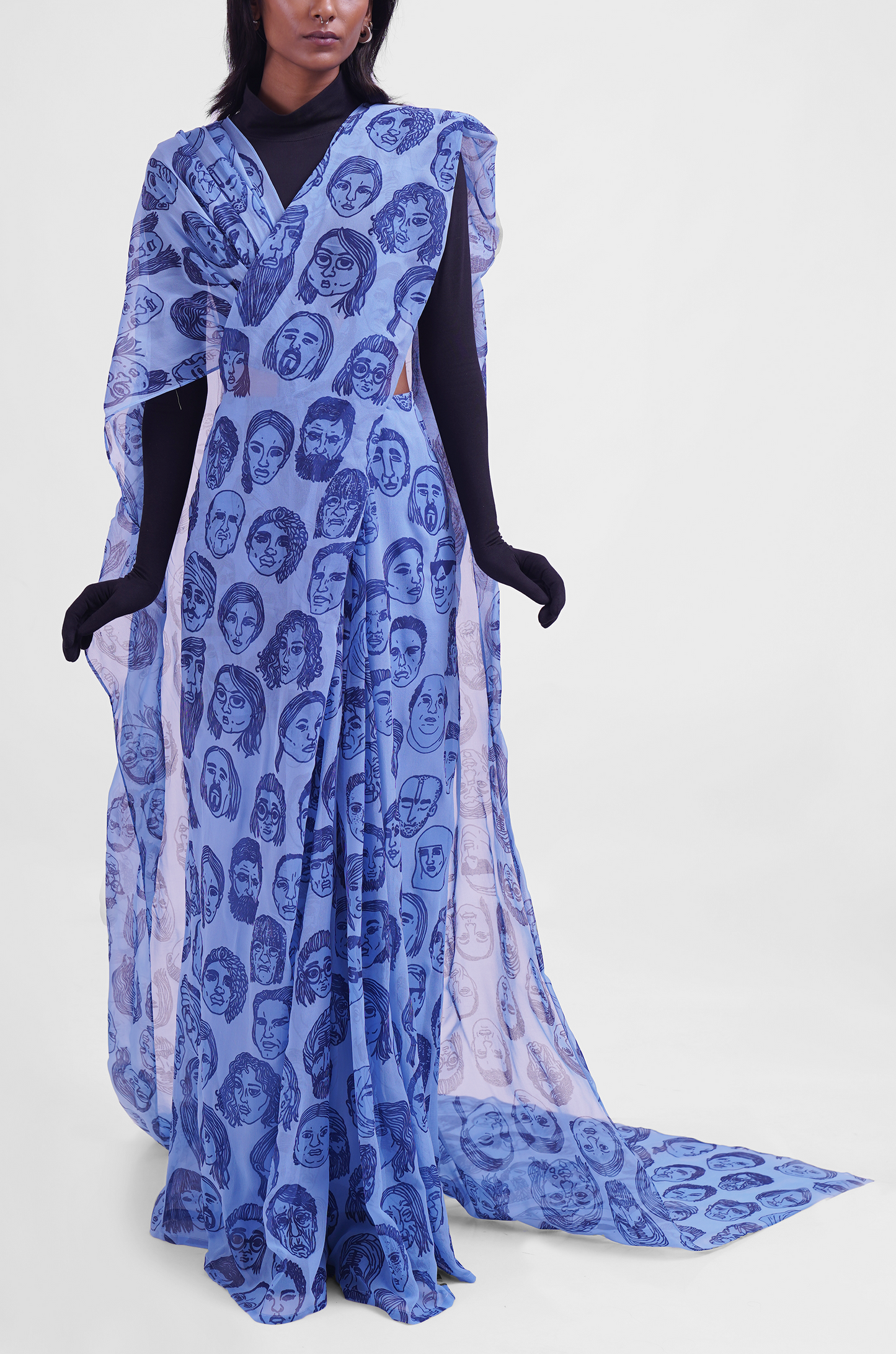 Diversity Hybrid Sari-Pants (Blue)