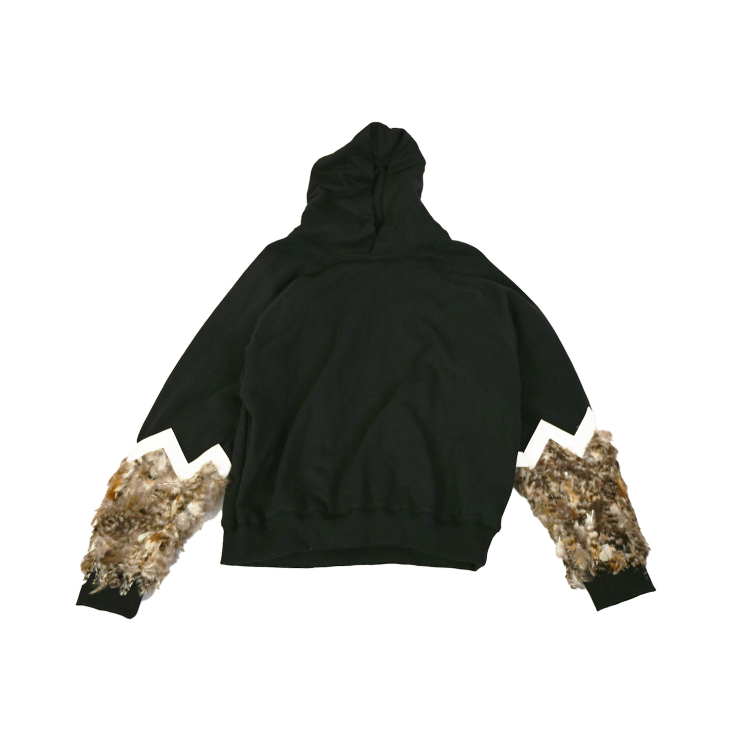 Oversized Black hoodie with feather inset
