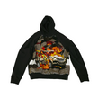 Hand embroidered sequined 'On fire' hoodie (Black)