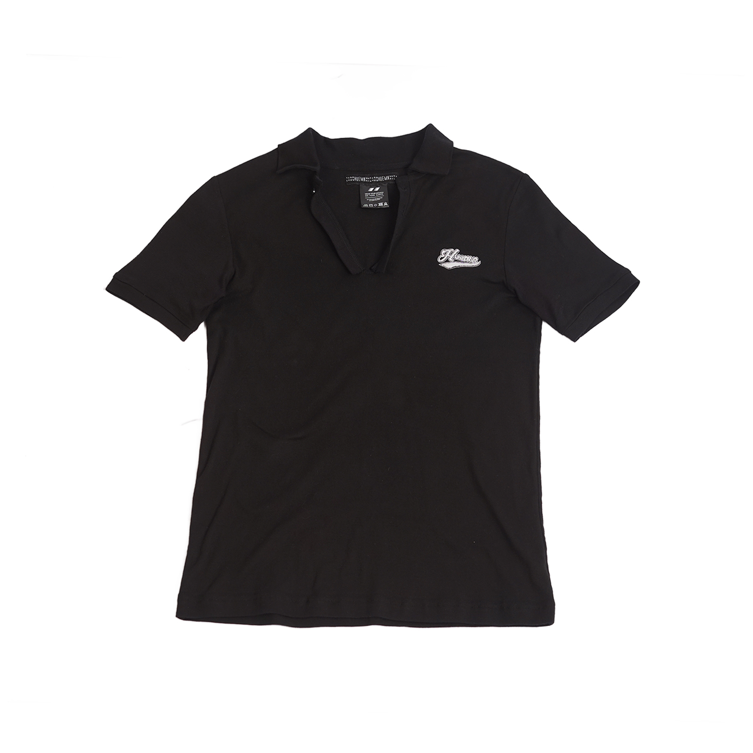 Polo T-shirt with deconstructed detail (Men's)-Black