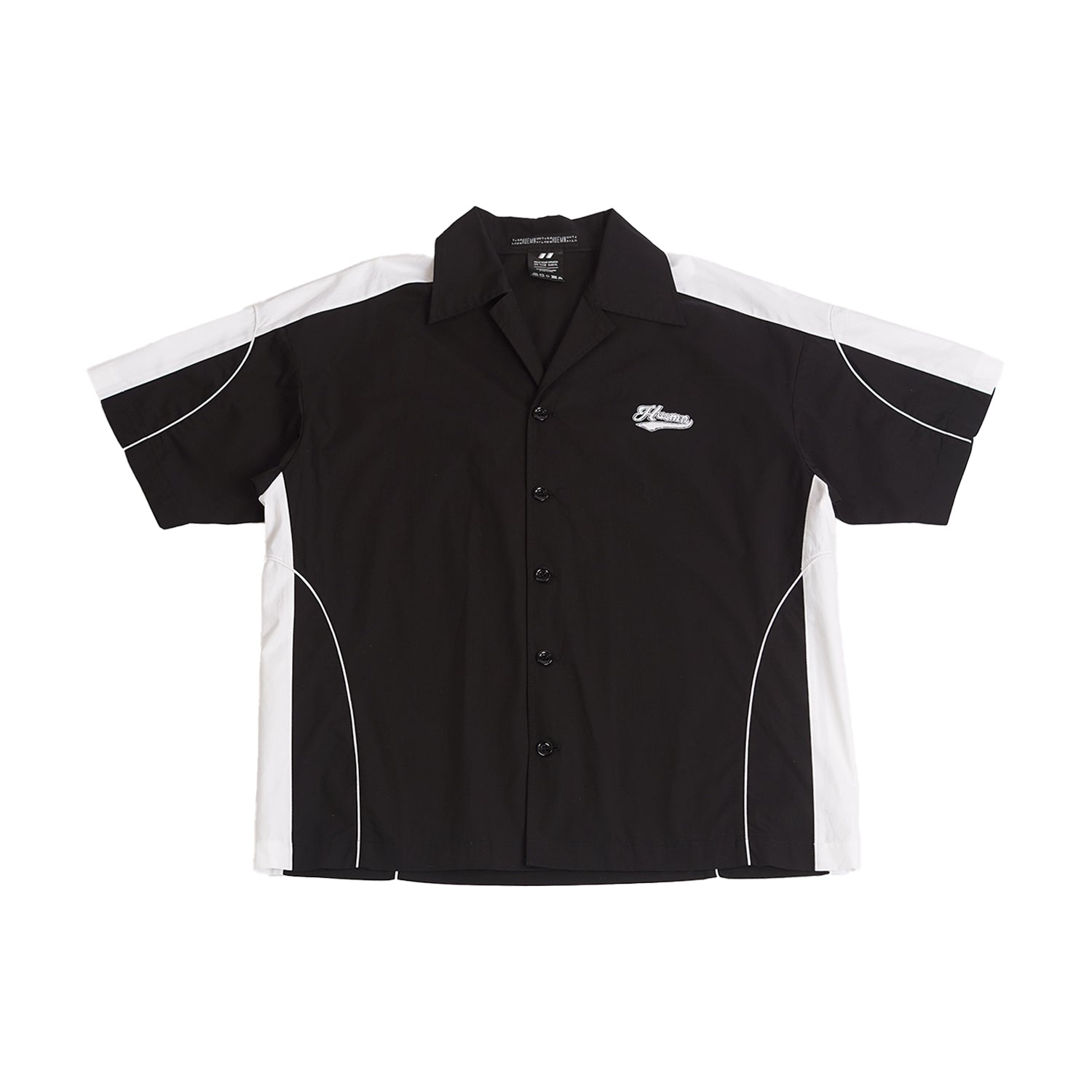 Contrast panelled safari shirt (Black)