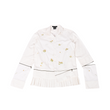 Oversized hand embroidered shirt dress with Zipper Detail (White)