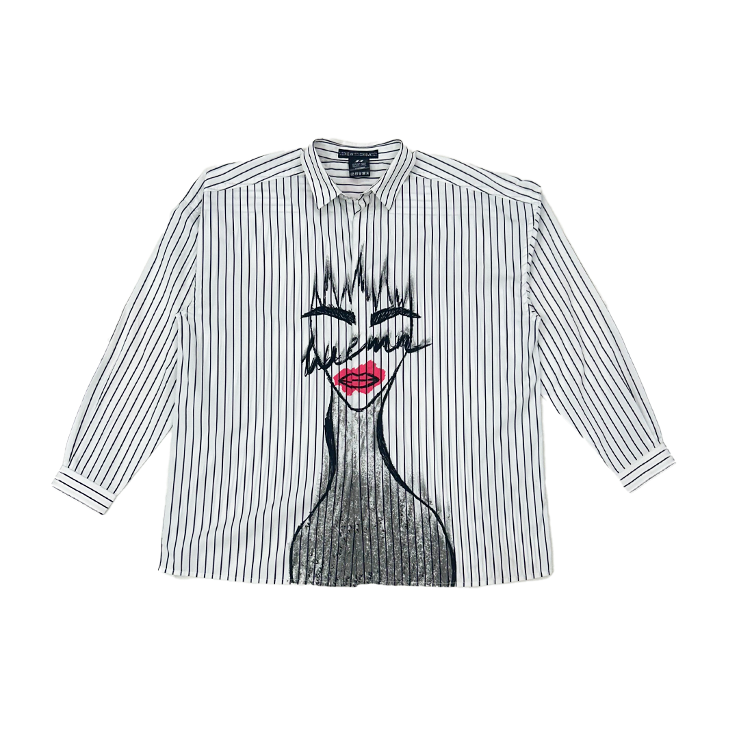 Oversized unisex pinstriped cotton shirt