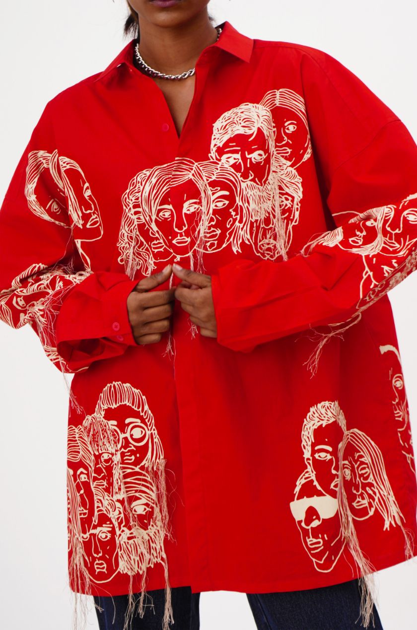 Handcrafted Diversity Stream Shirt (Red)