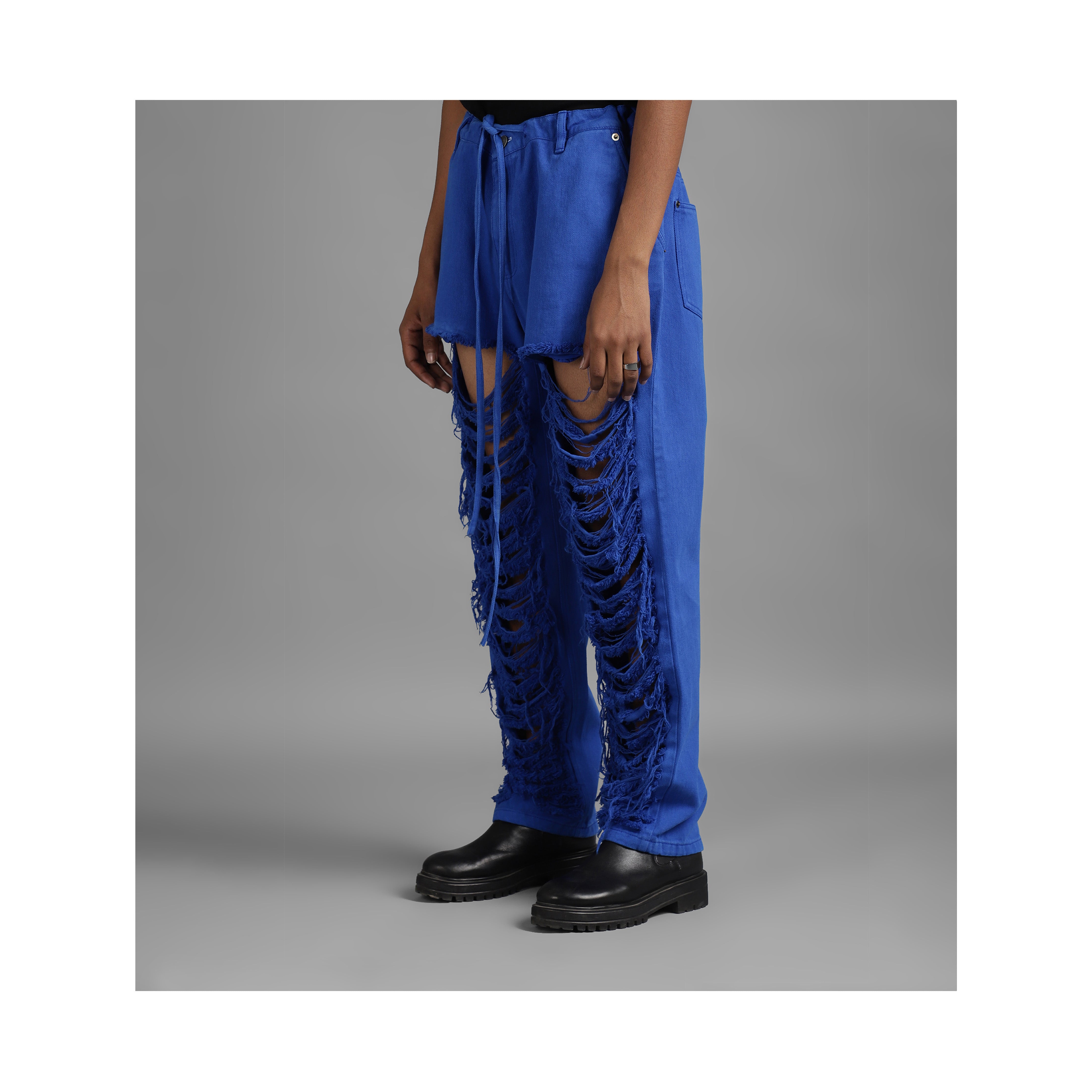 SuperHUEMN Slit and Frayed Denim (Blue)