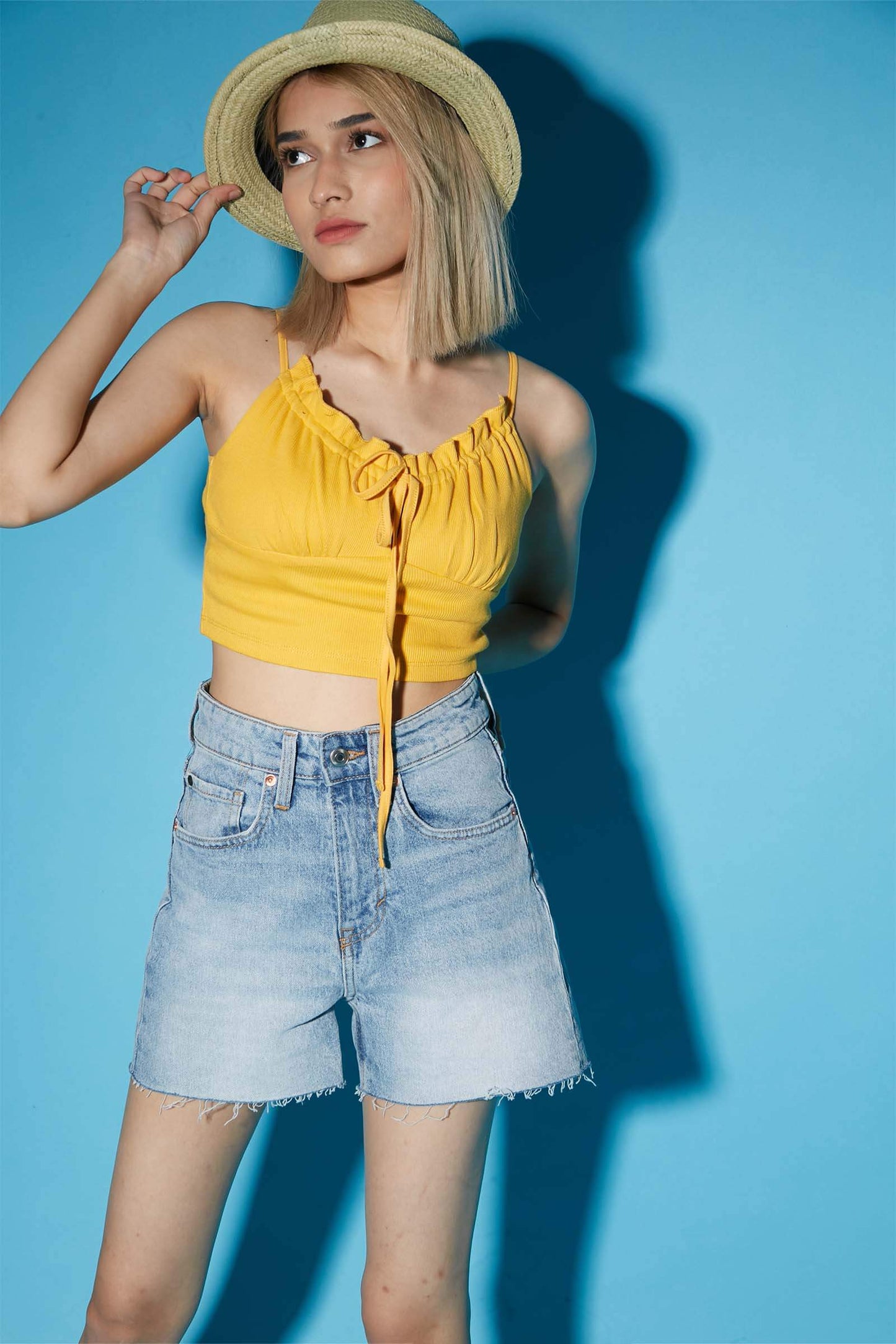 Yellow Frill Crop Top