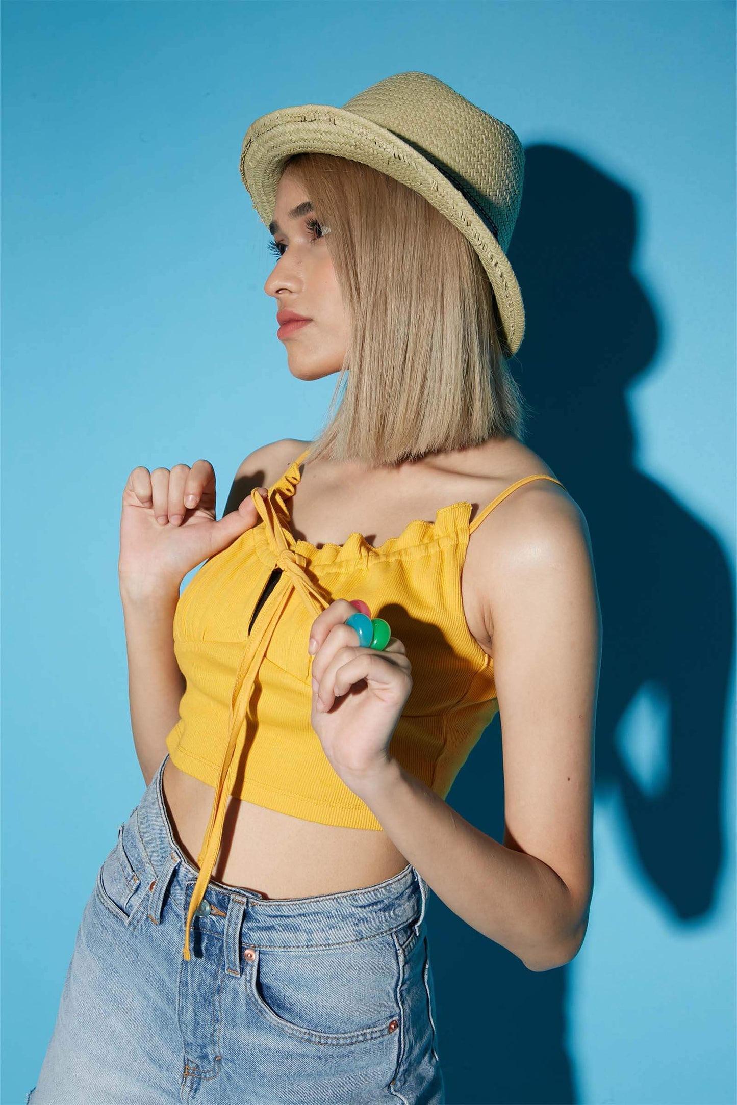 Yellow Frill Crop Top